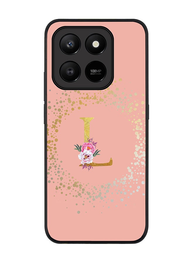 Stylizedd For Honor X7d 4G / X7d 5G / 400 Smart Case,Slim fit Camera Protection, Shockproof Thin Phone cover  - Custom Monogram Floral - L  (Rose Pink ) - Image 1
